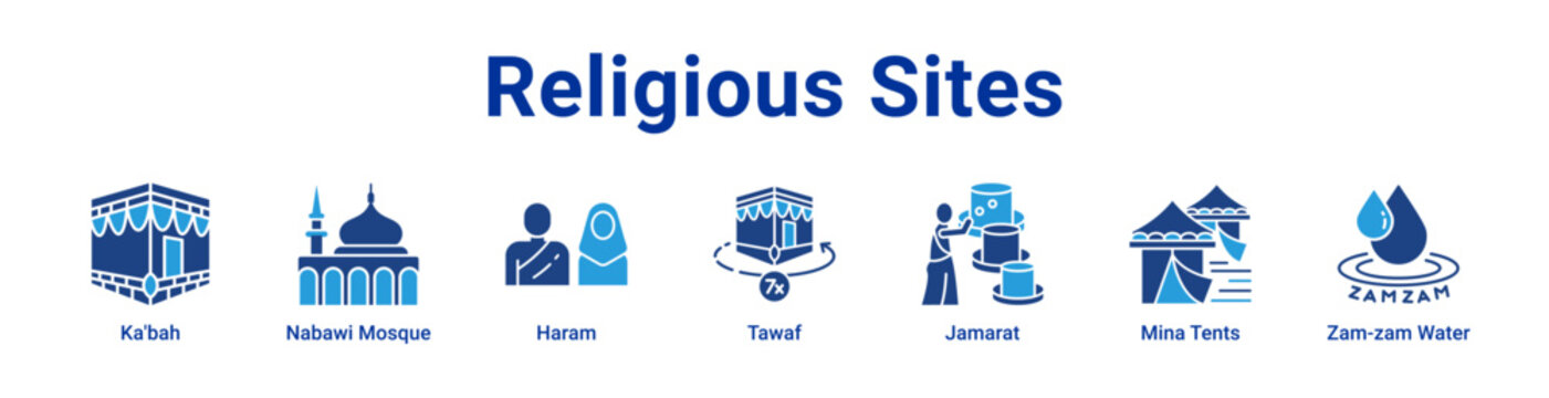 Religious Sites Icon Banner and Collection