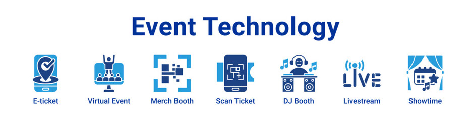 Fototapeta premium -Event Technology Icon Banner and Collection