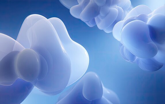 Abstract rendering of soft, translucent, amorphous forms in a gradient blue, airy and dreamy
