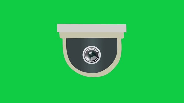 2D Animated Dome CCTV Camera with Ceiling Mount Detail for Indoor Surveillance