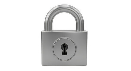 Naklejka premium Shiny silver metal padlock for security and safety protection isolated on transparent background