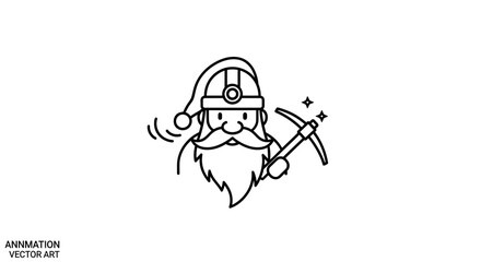 Fototapeta premium Cheerful bearded figure with festive hat and mining tools diligently searching for sparkling