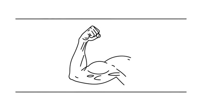 Dynamic illustration of a strong human arm flexing bicep muscle for fitness and power concept