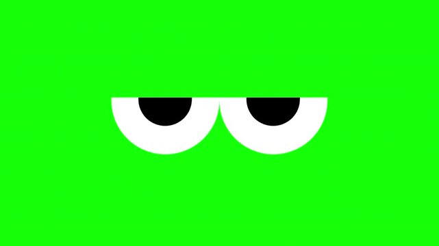 Simple Cartoon Bored Eyes Animation Element On Green Screen Background