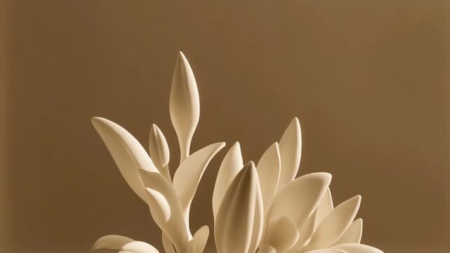 Delicate White Tuberose Flower Buds Against a Soft Brown Background in Gentle Light.