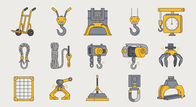 Industrial equipment icons set.