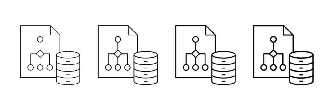 Data Modeling Icons Vector Set In Different Stroke Line Style