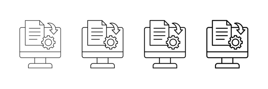 Batch Processing Icons Vector Set In Different Stroke Line Style