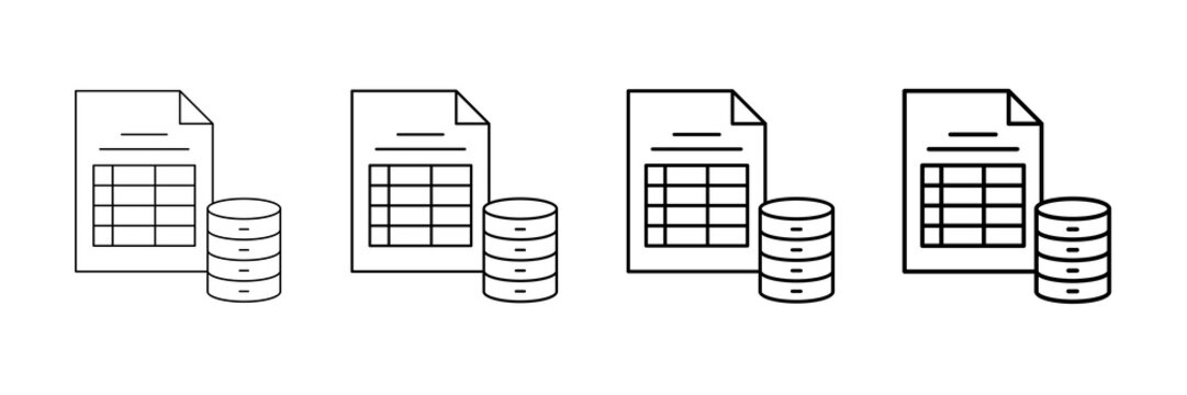 Sql Database Icons Vector Set In Different Stroke Line Style