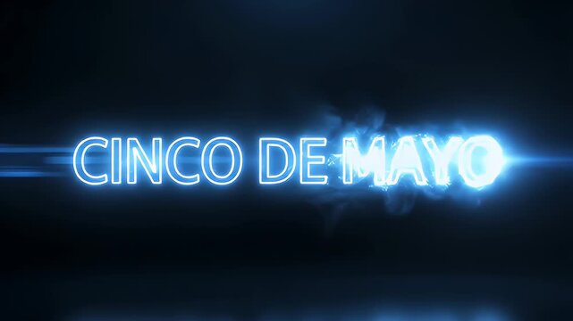 Cinco de Mayo vibrant neon text on dark digital background