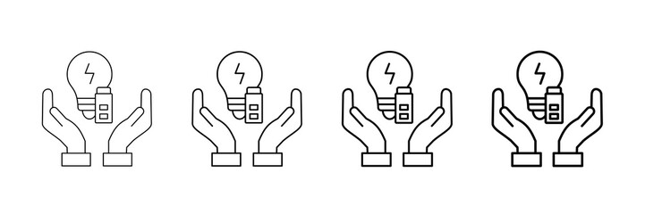 Fototapeta premium Energy Saving Icons Vector Set In Different Stroke Line Style