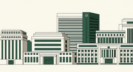 Fototapeta premium Minimalist Illustration of a Modern Urban