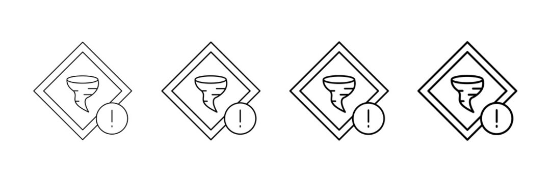 Tornado Warning Icons Vector Set In Different Stroke Line Style