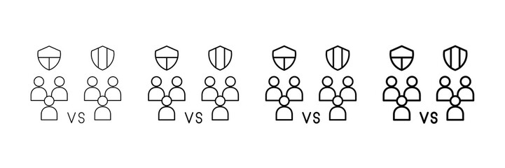 Obraz premium Team Match Icons Vector Set In Different Stroke Line Style