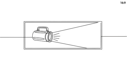Fototapeta premium Continuous line art of a dynamic beam of light emanating from a portable illuminator, highlighting