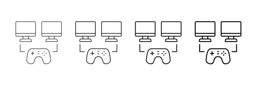 Lan Party Icons Vector Set In Different Stroke Line Style