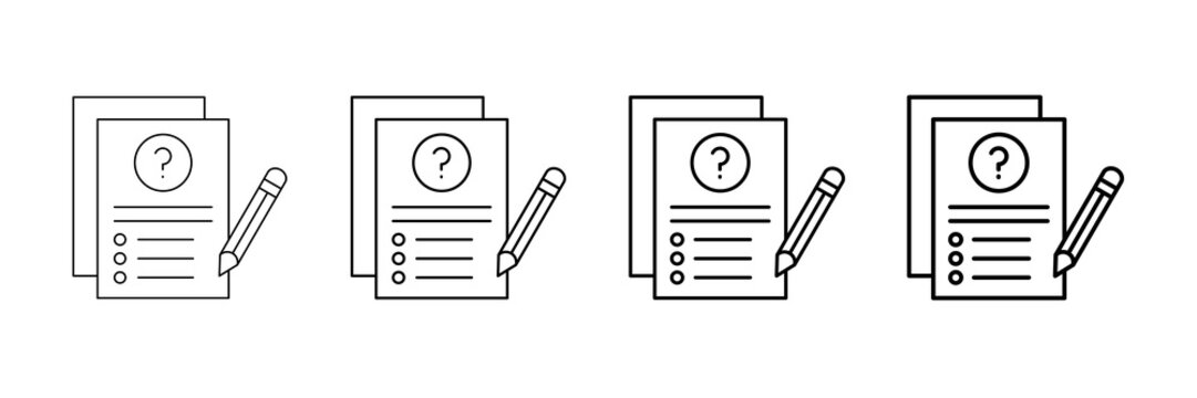 Exam Paper Icons Vector Set In Different Stroke Line Style
