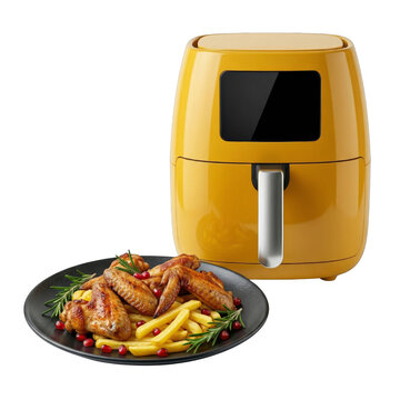 Air fryer with plate of food
