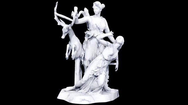 Sculpture of Artemis and Iphigeneia Made with 3D render not AI