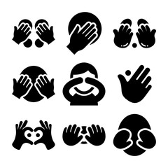 Obraz premium Collection of Hand Gesture Icons for Communication and Expression.
