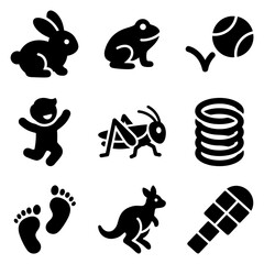 Fototapeta premium Collection of Silhouettes Featuring Animals and Human Activities.