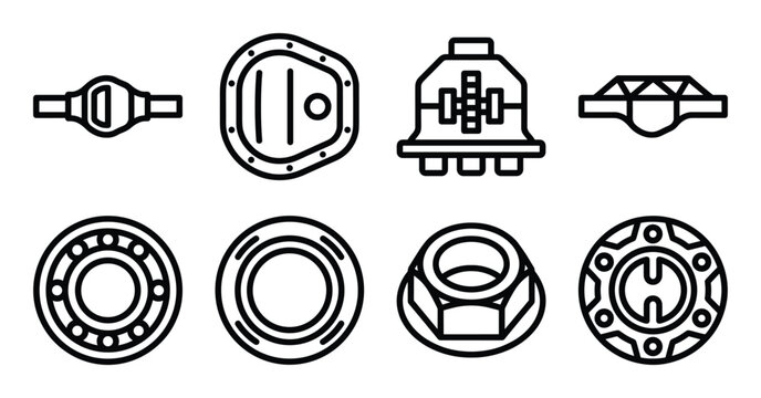 Chassis and drivetrain components including bearings differential cover axle parts and metal hardware