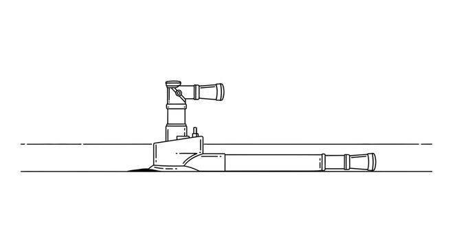 Technical line drawing of a discreet horizontal observation periscope system with an upward-facing