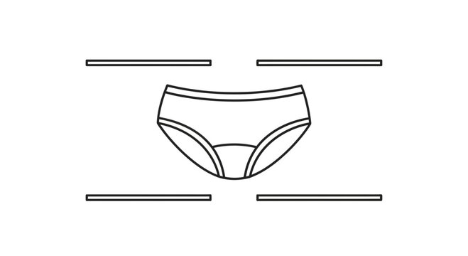 Minimalist black and white line art depicting comfortable women's undergarments perfect for