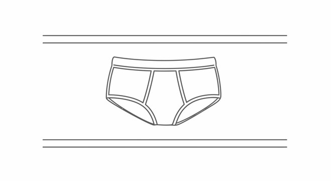Simple outline drawing of classic men's briefs for basic apparel needs and everyday comfort