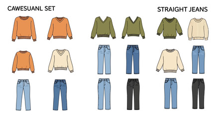 Casual clothing set for men and women. © Tujuenam
