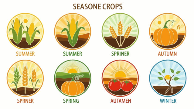 Seasonal Crops Infographic with Various Vegetables.
