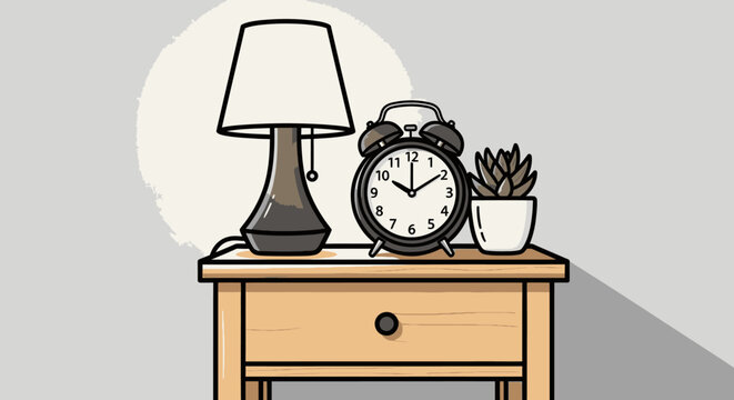 Wooden bedside table with drawer.