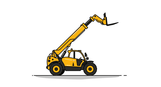 Yellow construction telescopic handler machine.