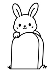 Obraz premium Cheerful Easter Bunny: A delightful bunny peers over a stone, creating a whimsical and charming image, perfect for spring-themed content.