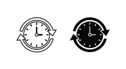 Obraz premium Vector illustration&nbsp;of clock icon with circular arrows indicating time reset or recurring event