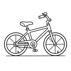 Fototapeta premium Bicycle Black Outline Illustration – Bike Line Art, Eco Transport Isolated Vector Icon