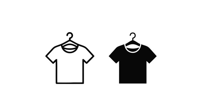 Vector illustration&nbsp;of tshirt on hanger icon set, clothing store sign, vector illustration