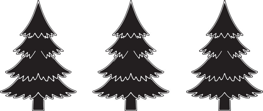 pine tree vector pattern, forest nature illustration, evergreen tree icons, christmas tree background, woodland design elements