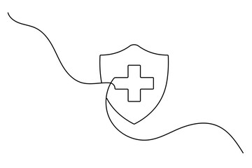Obraz premium Medical healthcare continuous one line drawing on white background