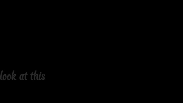 Animated  'look at this'  yellow arrow pointing to text on black background with cursor