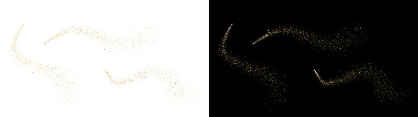 PNG image of Abstract shimmering golden dust particles gracefully creating a sparkling wavy trail effect on transparent background © towsif
