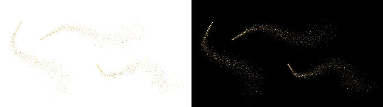 PNG image of&nbsp;Abstract shimmering golden dust particles gracefully creating a sparkling wavy trail effect on transparent background