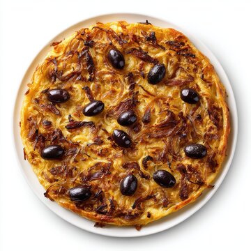Pissaladire France food plate isolated on a white background