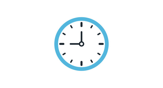 Analog Clock with Blue Border.