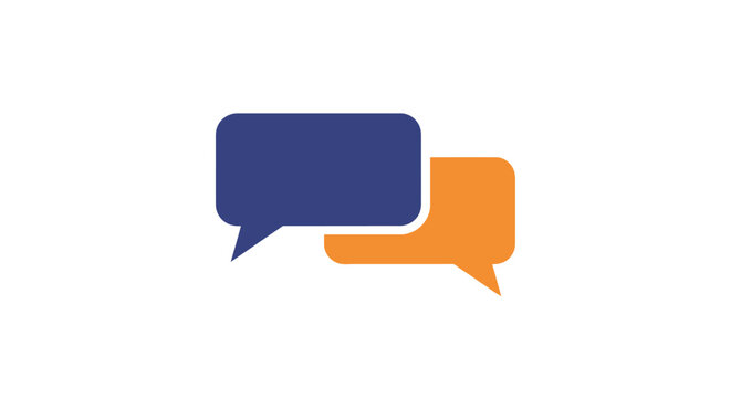 Blue and orange speech bubbles icon.