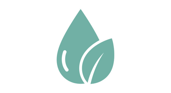 Green leaf and water drop icon.