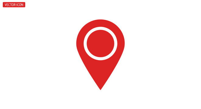 Red Location Map Pin Icon Symbol.