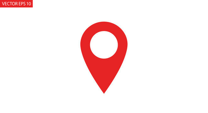 Red Location Pin Icon Symbol.