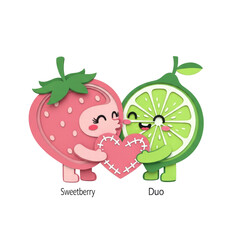 Fototapeta premium Strawberry and lime love duo