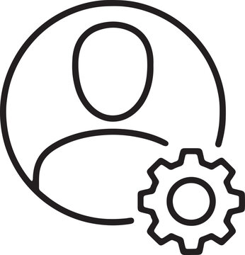 Art & Illustration, User profile icon with gear wheel for account settings and admin interface.